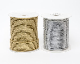 3mm / 5mm / 7mm Metallic Cords/Ropes/Strings - Gold & Silver - Ideal for Crafts/HomeDecor/Wrapping Gifts etc.. SOLD PER 2 METER