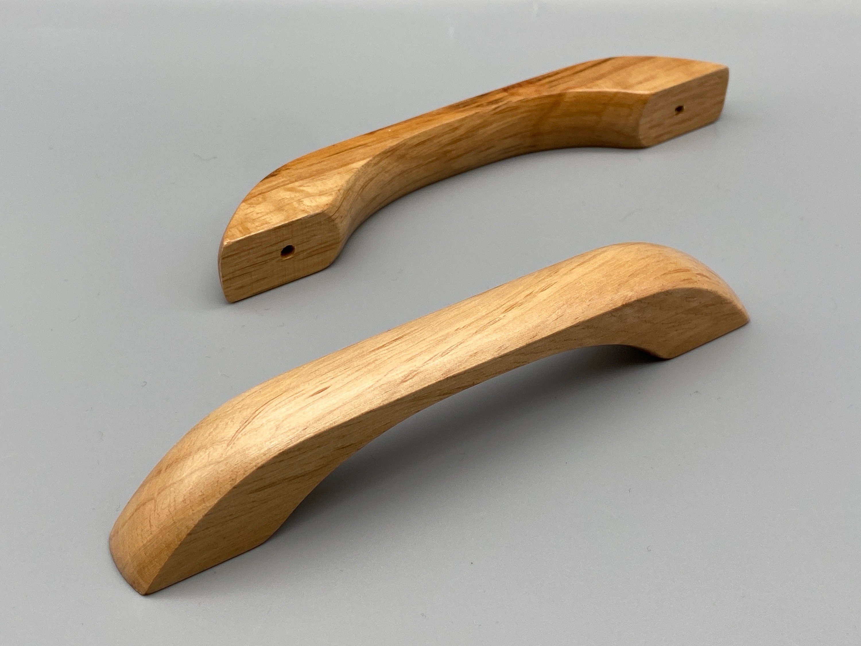 2x Natural Oak Wood D-shaped Handles Lacquered 100mm 4'' Inch Pre