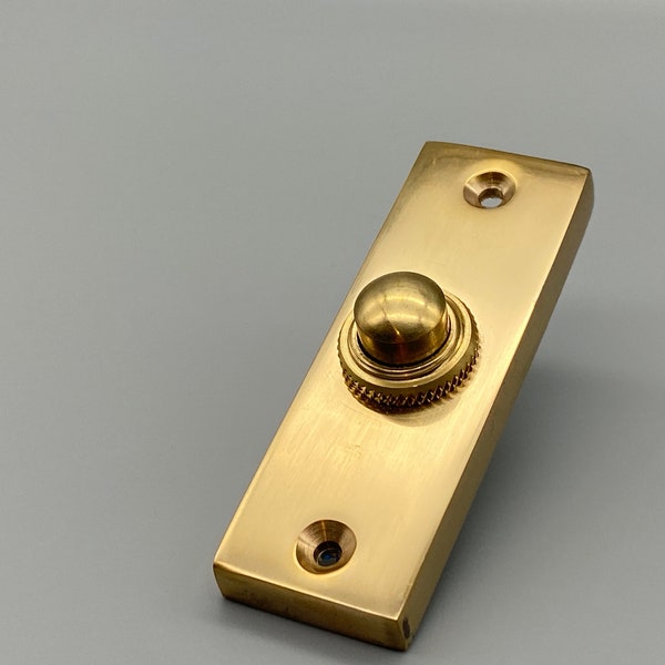 1x Solid Brass Victorian Bell Push Oblong - Brass Door Bells - 75mm