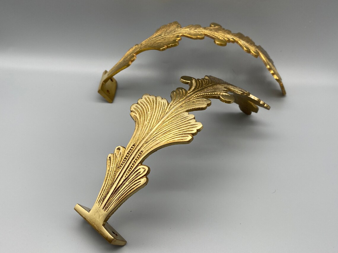 2x CLASSIC LARGE BRASS Curtain Tie Back Feather Wall Mount Etsy