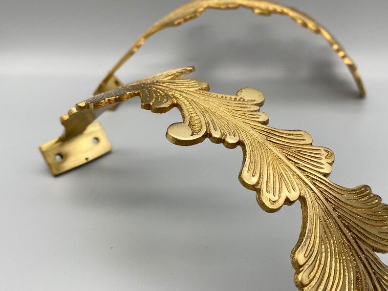 2x CLASSIC LARGE BRASS Curtain Tie Back Feather Wall Mount Etsy