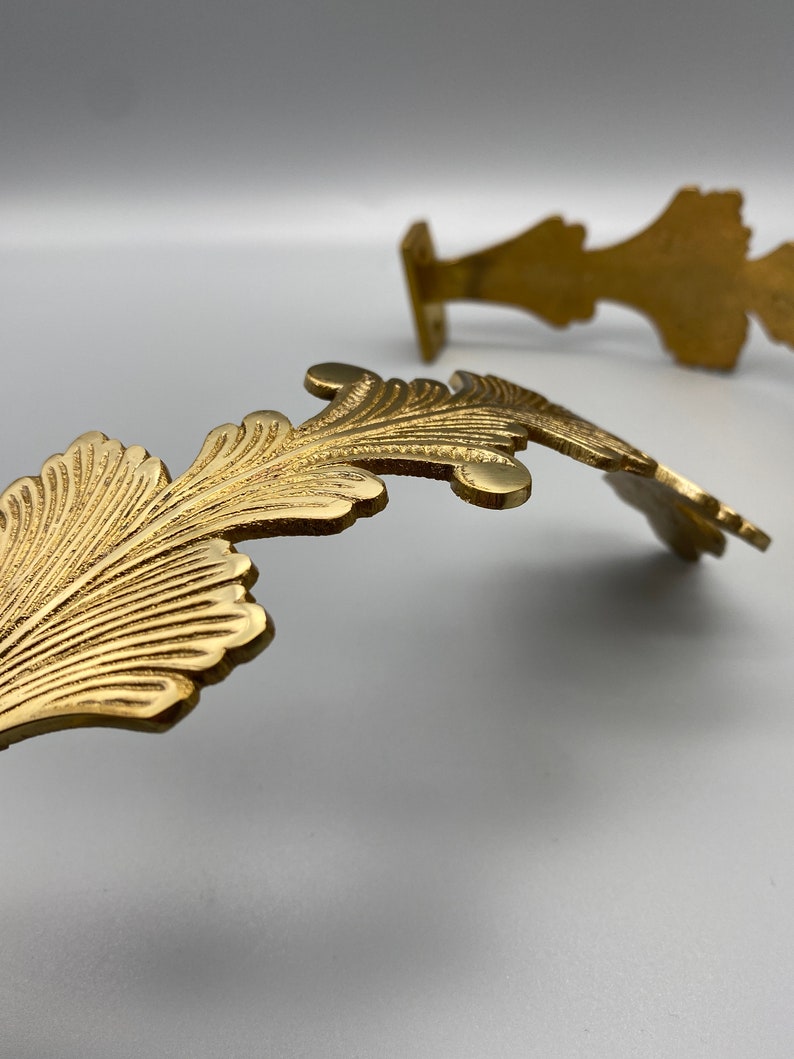 2x CLASSIC LARGE BRASS Curtain Tie Back Feather Wall Mount Etsy