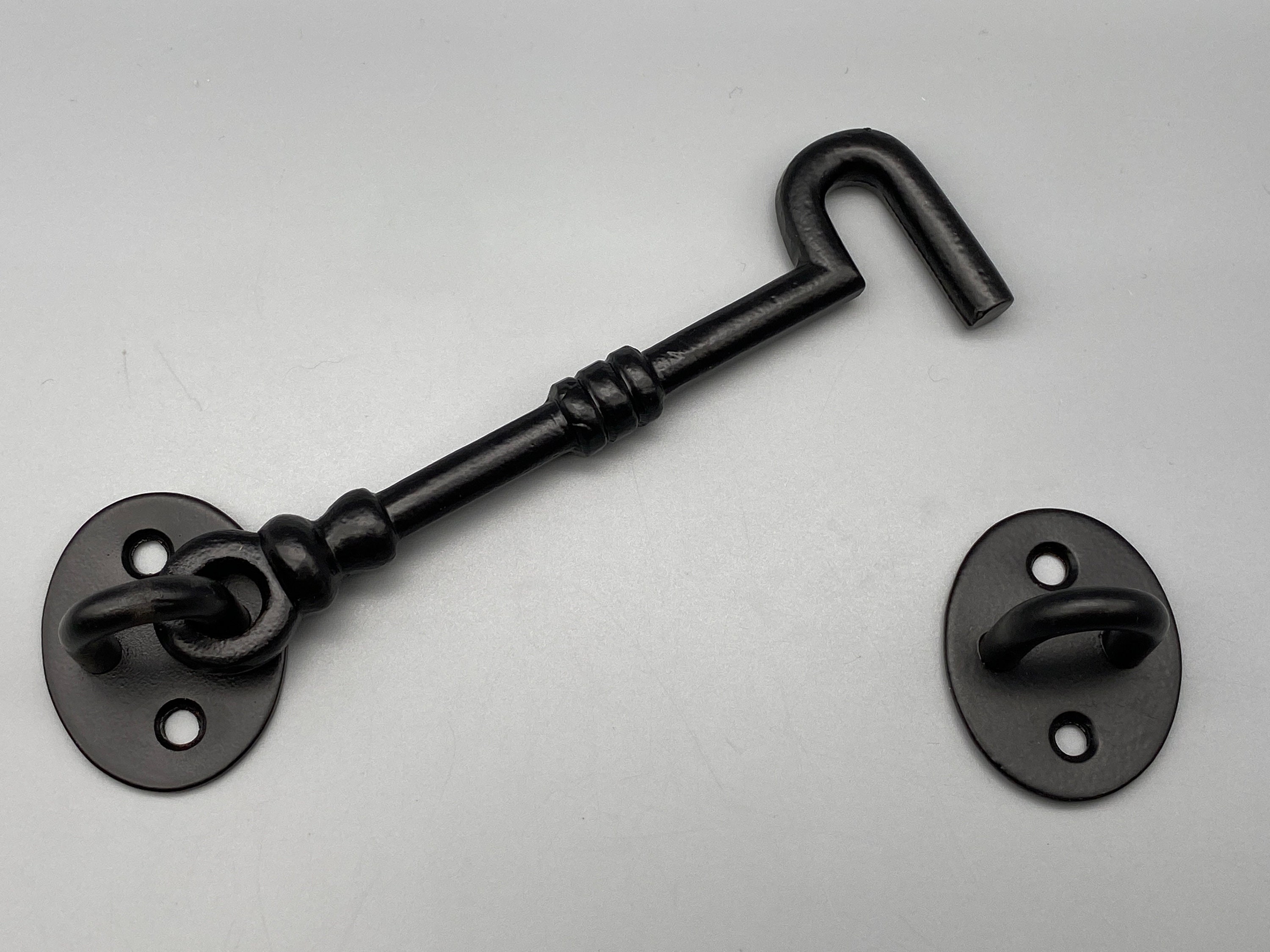 Iron Cabin Hook Eye Lock for Gate and Door 4 Inch Black