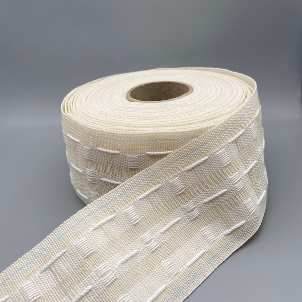 10meter x 75mm Cream Pencil Pleat Curtain Heading Tape with Guide Stitching Lines - Top Quality