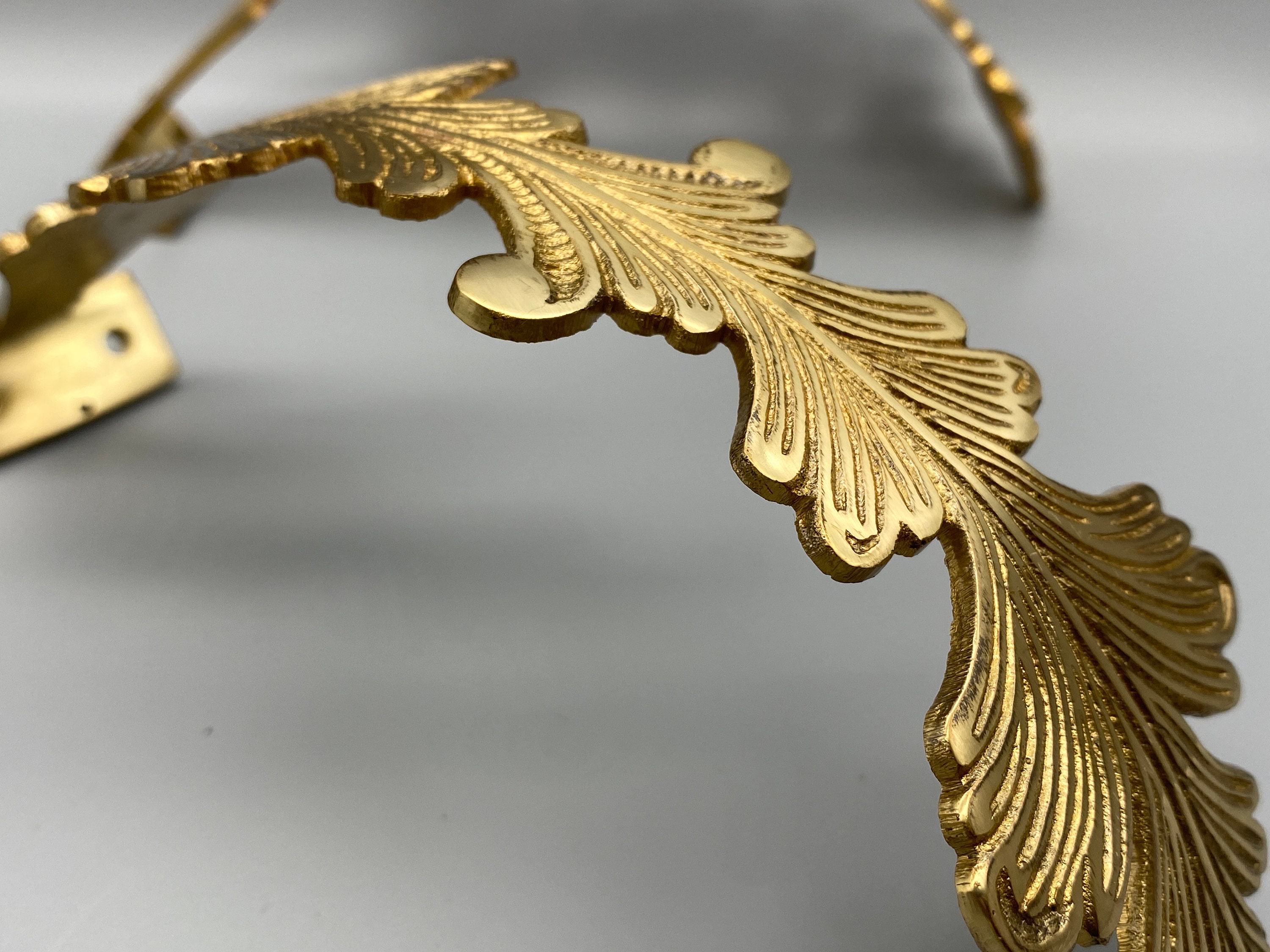 2x CLASSIC LARGE BRASS Curtain Tie Back Feather Wall Mount Etsy