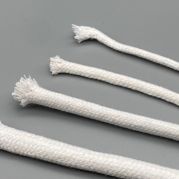 Premium Cotton Piping Cords - White - Soft White Cotton Cords - Various Thickness & Lengths