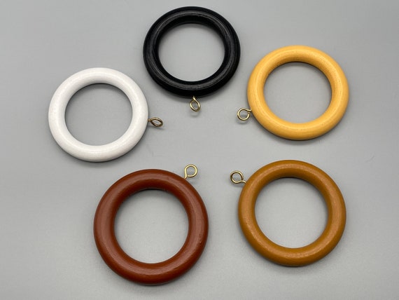 Natural Wood Curtain Pole Rings W/ Eyelet Natural Finish Fits Poles Upto  35mm Pack of 5/10/20 