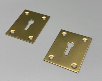 2x Solid Brass Escutcheon - Artisan Art-Deco Key Escutcheon  - Gold Brass - Pack of 2