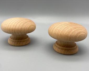 Natural Beech Wood Door Knob - Unlacquered - Various Sizes - 25/35/40/50mm Wood Turned Knobs - Pre Drilled - Pack of 2,4 & 10