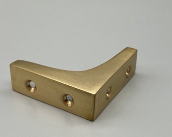 Brass Cabinet Corners - 50mm Solid Brass Chest Corners - with Matching Screws