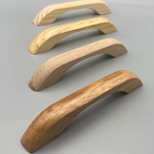 4x Natural Wood D-Shaped Handles Pine And Oak Wood Lacquered and Unlacquered Finish 100mm 4'' inch Pre Drilled image 6