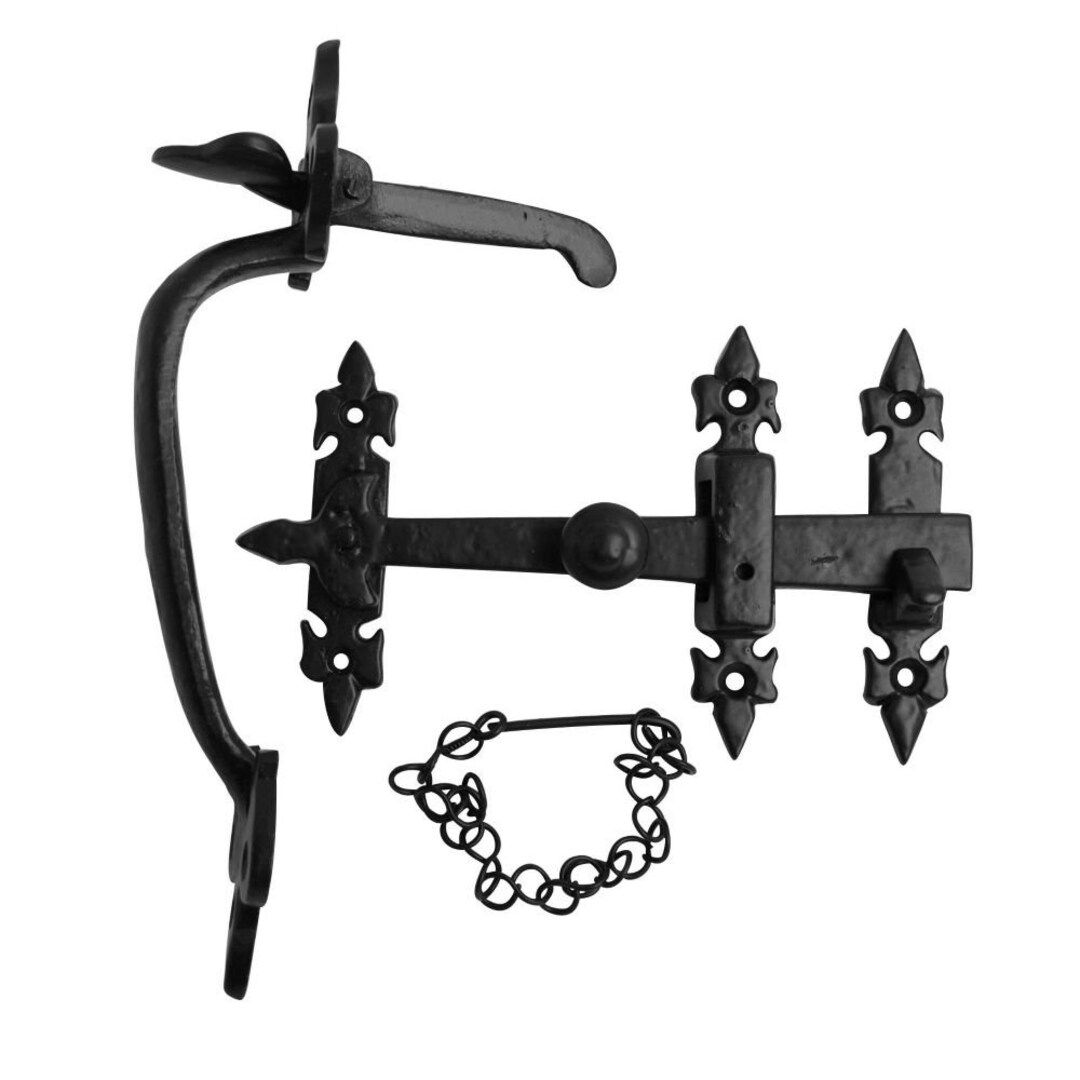 Black Suffolk Latch Cottage Door Handle Gate Lock Catch Complete