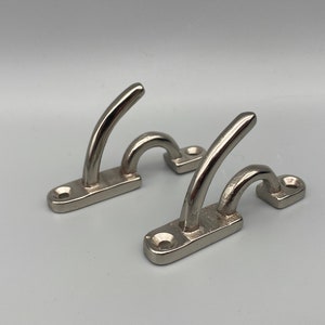 2x Curtain Tie Back Hooks - Chrome Finish - Contemporary Design Tie Back Hooks & Loop - With Screws