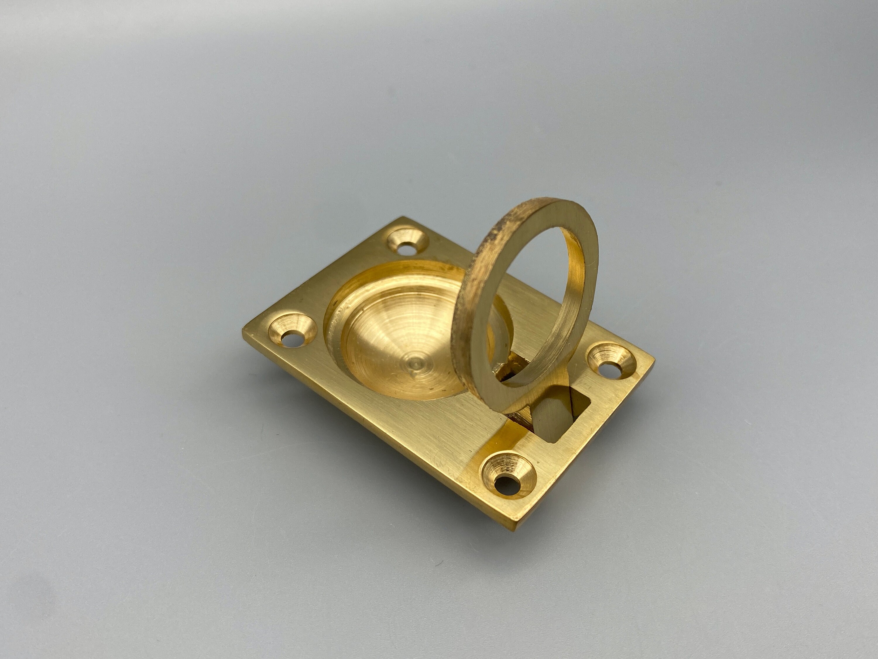 2x Solid Brass Ring Handles Front Fix Flush Ring Pulls Etsy UK