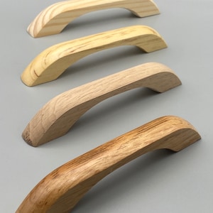 4x Natural Wood D-Shaped Handles Pine And Oak Wood Lacquered and Unlacquered Finish 100mm 4'' inch Pre Drilled image 4