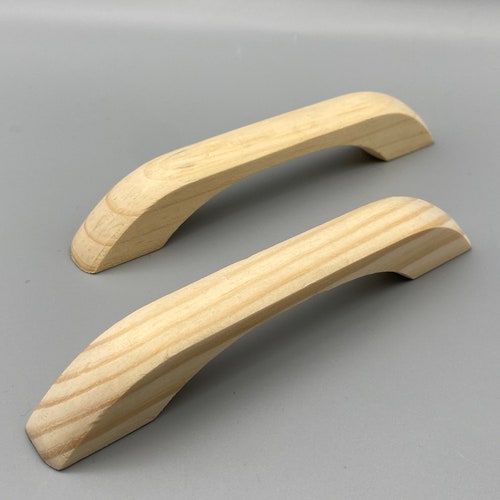 2x Natural Pine Wood Dshaped Handles Unlacquered 100mm Etsy