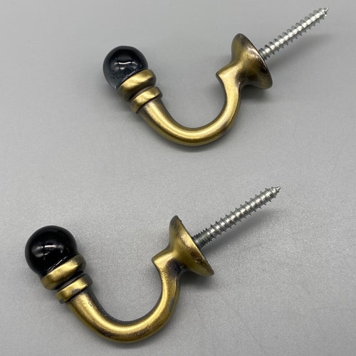 2x Classic CURTAIN Tie Back Hooks With Ball End Gold Etsy