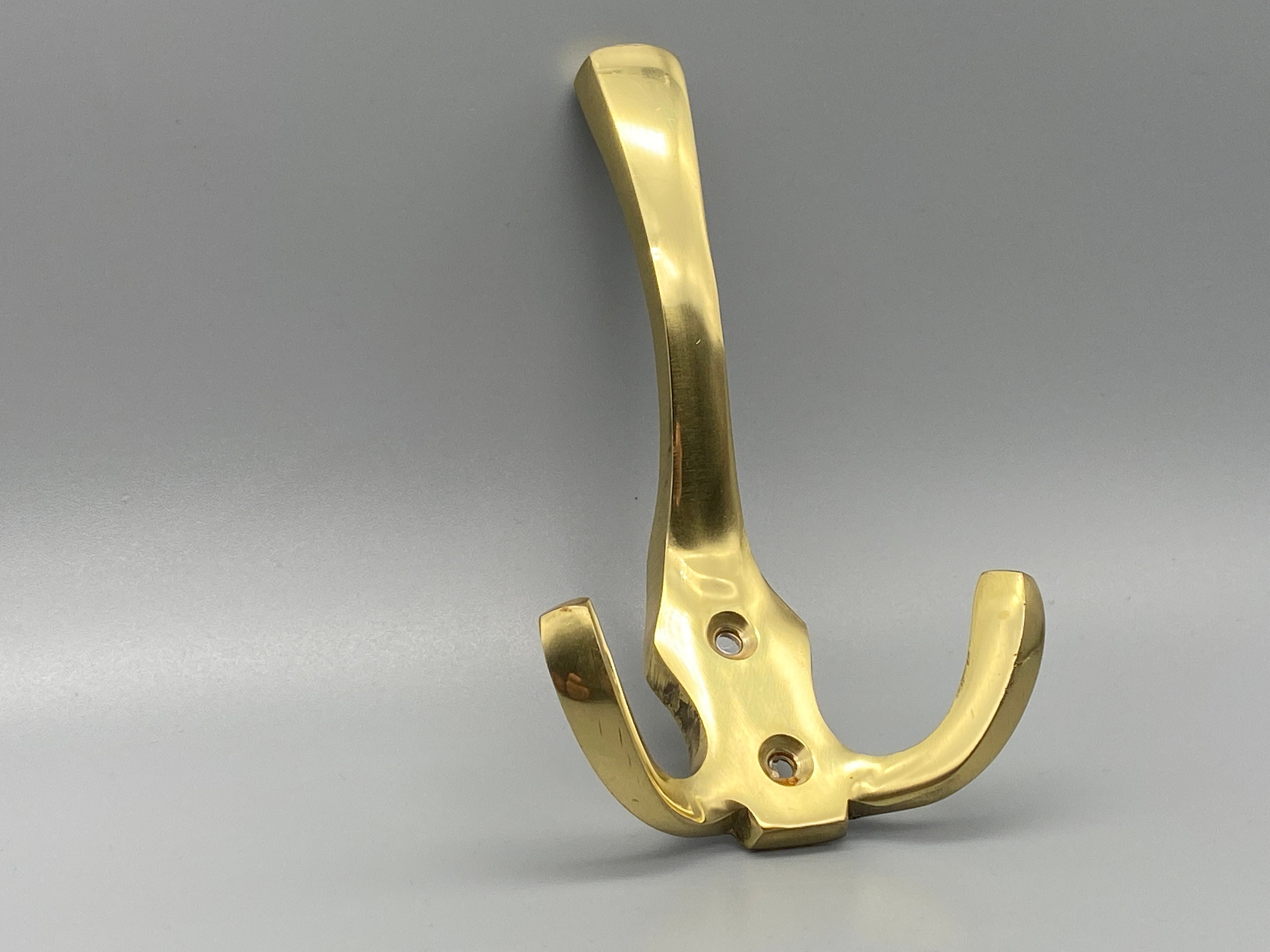 Jumbo Triple Coat Hook Polished Brass