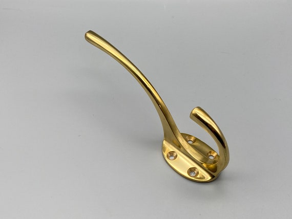Double Hat and Coat Hook Quality Solid Brass Finish 125mm Pack of