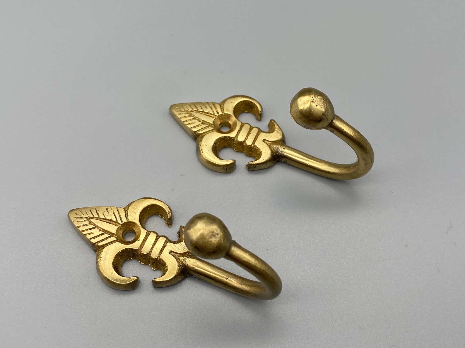 2x Classic CURTAIN Tie Back Hooks With Ball End Gold Etsy