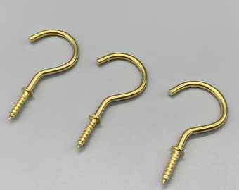 50mm Gold CUP HOOKS - Kitchen Metal Screw Hooks For Mugs & Cups - UNSHOULDERED