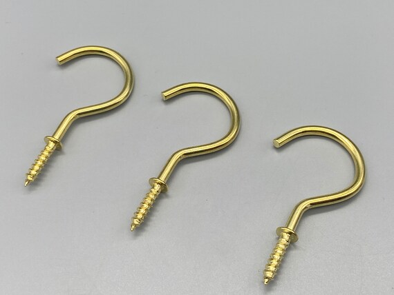 50mm Gold CUP HOOKS Kitchen Metal Screw Hooks for Mugs Cups