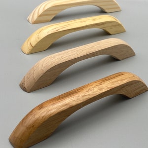 4x Natural Wood D-Shaped Handles Pine And Oak Wood Lacquered and Unlacquered Finish 100mm 4'' inch Pre Drilled image 5