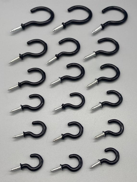 BLACK CUP HOOKS Kitchen Metal Screw Hooks for Mugs & Cups Soft