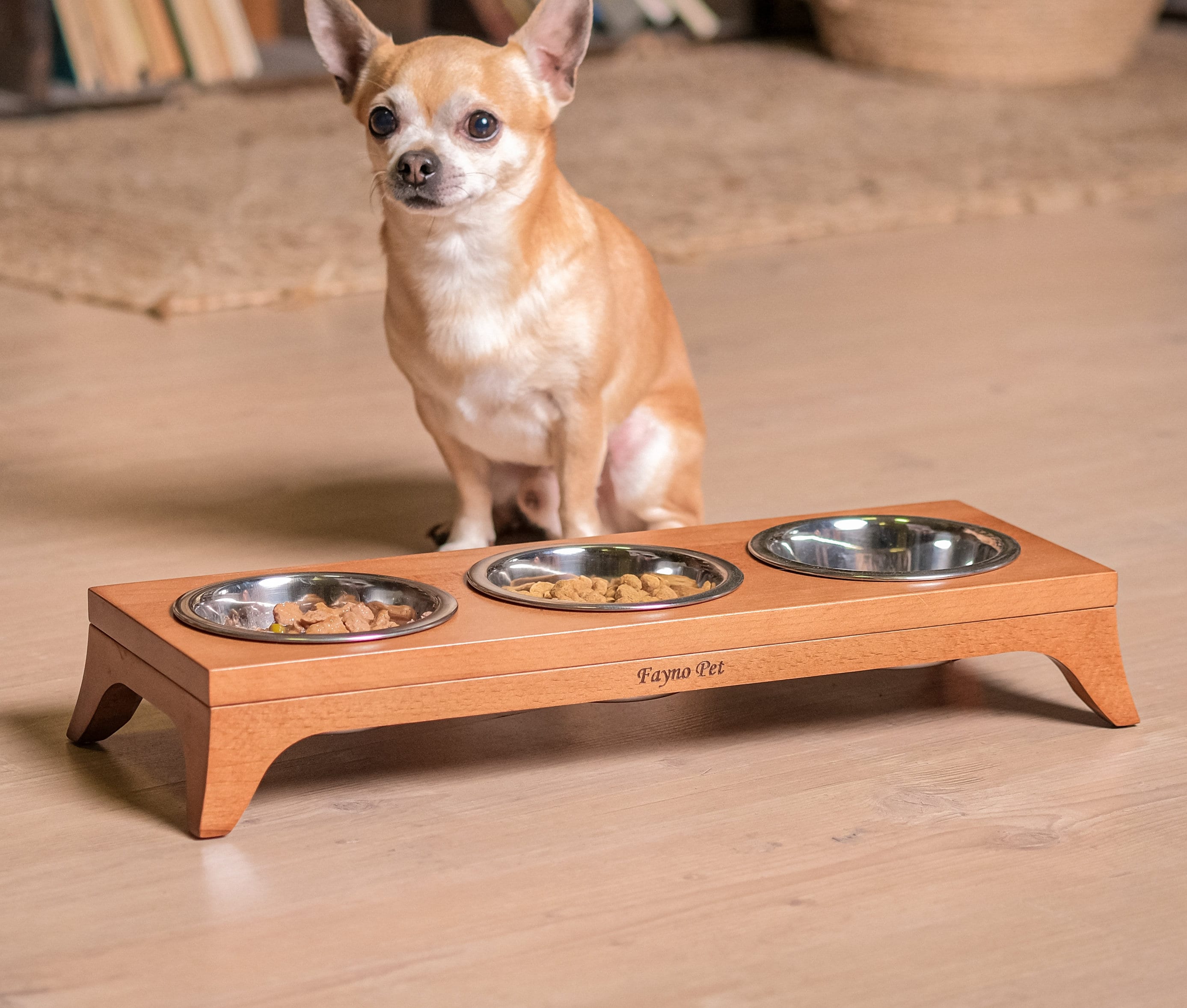 Triple Dog Bowl Stand 3 Bowl Raised Feeder for Small Dog Etsy UK