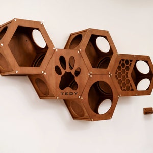Modern Cat Wall Furniture for Solid Wood, Hexagon Shelves and Large Cat Bed Set, Cat Wall Furniture, Gift for Cat Lovers, Cat Shelves