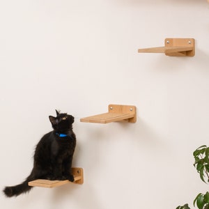 Set 3 Cat Steps, Modern Cat Steps, Solid Wood Wall-Mounted Cat Shelves Set, Cat Wall Furniture, Cat Shelf, Cat Play Furniture, Cat Shelves