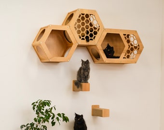 Hexagon Cat Shelf Cat Wall Furniture Cat Shelves for Wall Modern Cat Furniture Large Cat Bed Cat Wall Tower Cat House Cat Furniture Wall