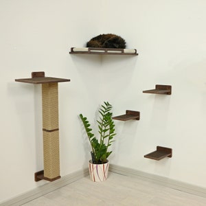 Set Cat Wall Furniture of Solid Wood, Cat Corner Shelf,  Cat Scratching Post, Cat Steps, Cat Furniture Wall, Cat Shelves, Cat Tree, Cat Wall
