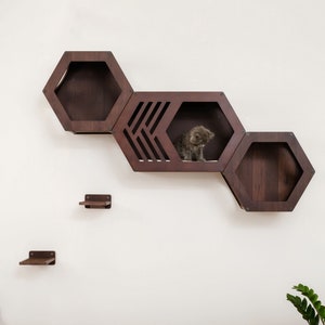 Set Hexagon Cat Shelves, Cat Wall Furniture, Modern Cat Furniture, Cat Shelves, Cat Wall House, Large Cat Bed, Gift for Cat Lover, Cat steps