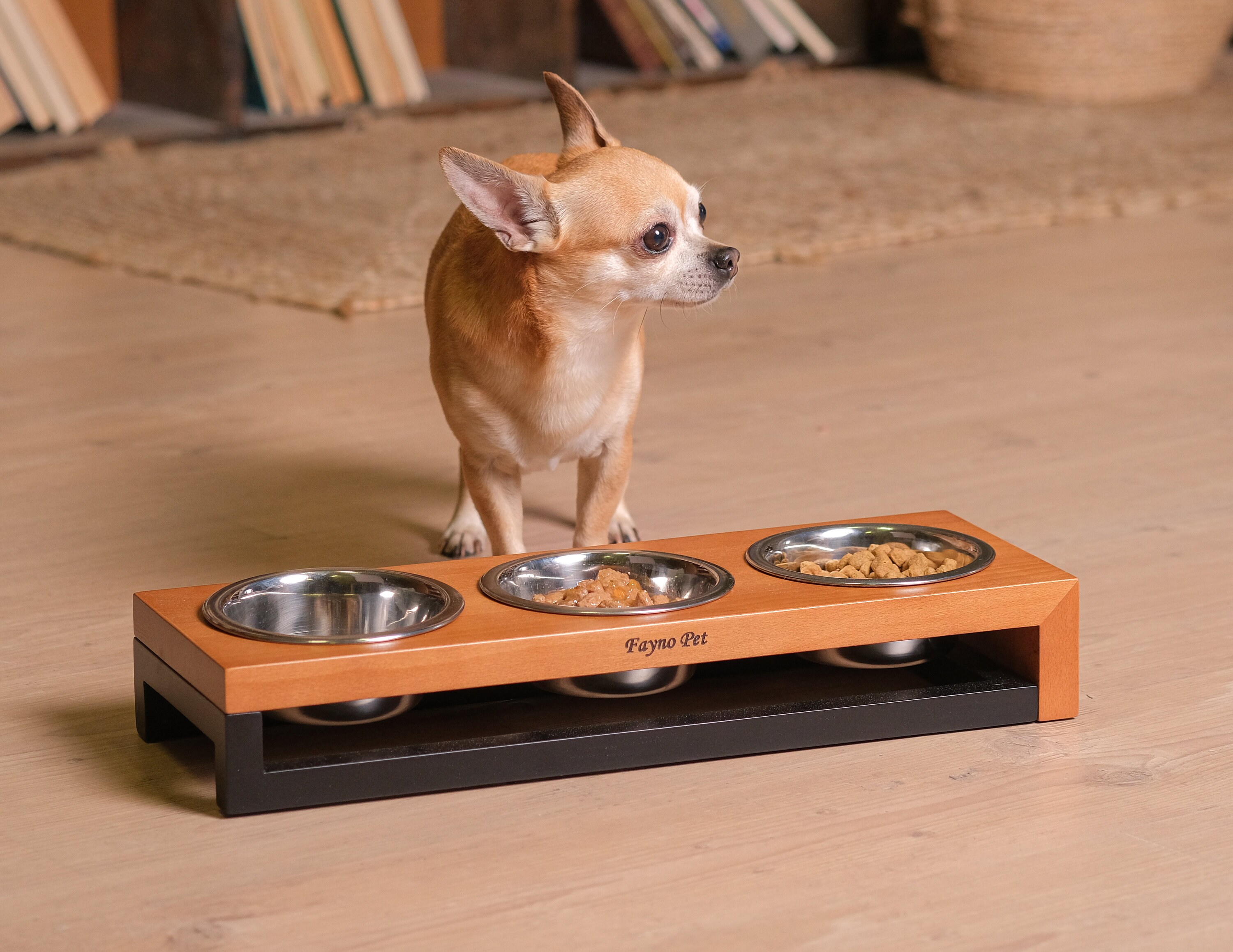 3 Bowl Cat Feeder Elevated Pet Bowl Feeder Personal Name Cat Etsy