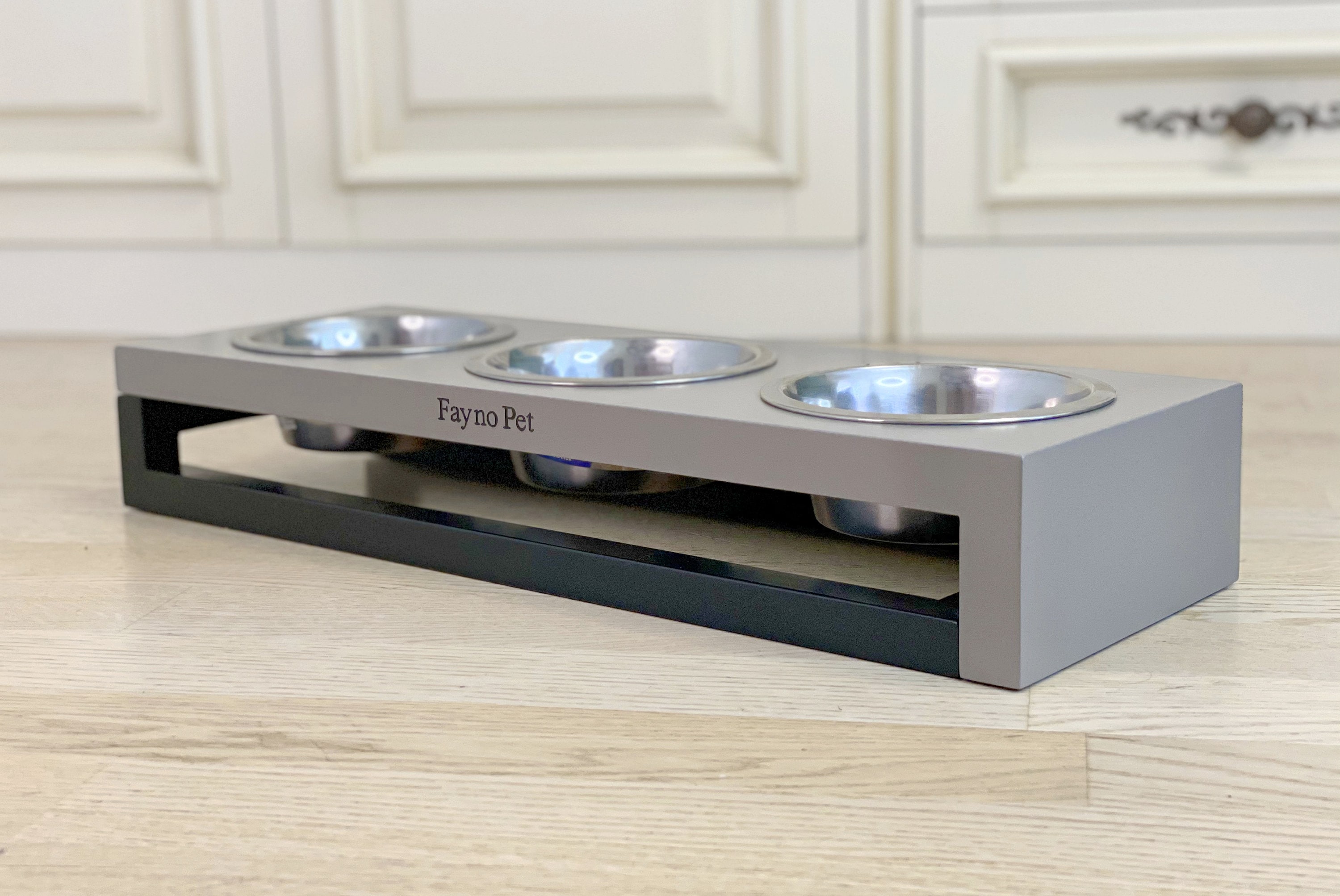 3 Bowl Pet Feeder Small Dog Food Bowl Stands Personal Name Etsy