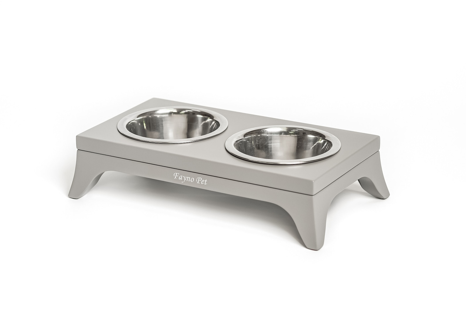 Small Dog Food Bowls Stand Gray Elevated Pet Feeder Modern Etsy
