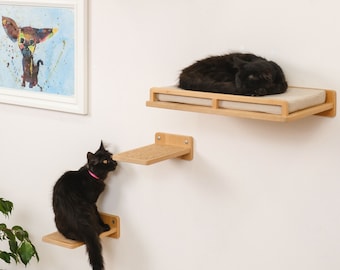 Cat Wall Bed + Steps, Cat Bed, Cat platform, Cat Wall Shelf, Cat Wall Furniture, Cat Wall Bed Cat Wall Steps Gift Cat Furniture, Cat Shelves