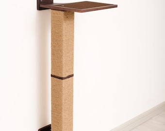 Modern Wall Mounted Cat Scratching Post: Natural Wood Cat Tree