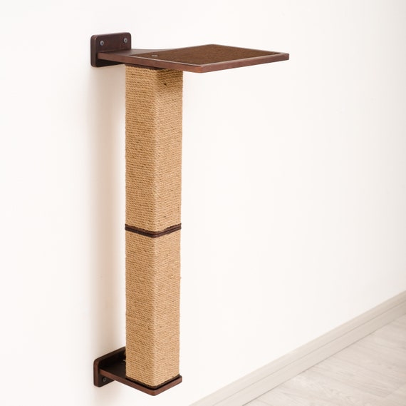 Modern Wall Mounted Cat Scratching Post: Natural Wood Cat Tree