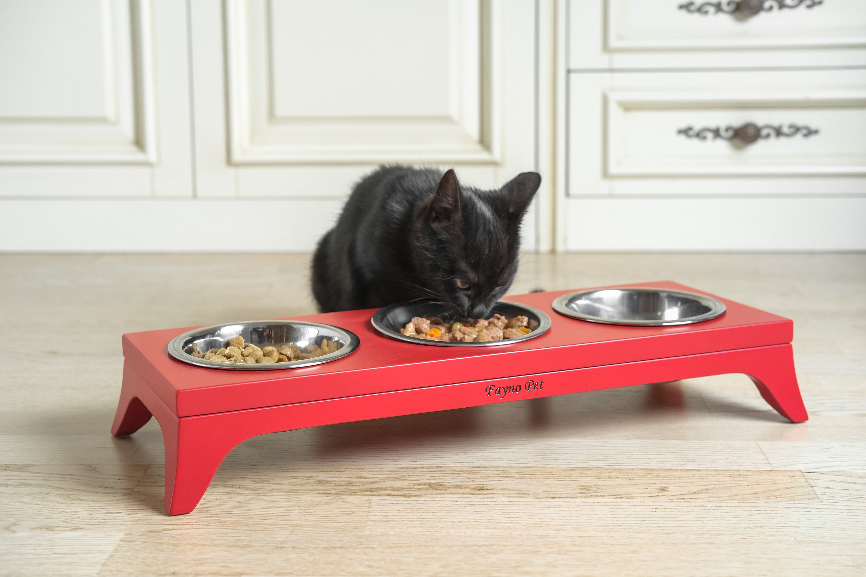 Triple Dog Bowl Stand 3 Bowl Raised Feeder for Small Dog Etsy UK