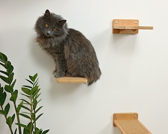 Solid Wood Cat Wall Steps: Modern Climbing Shelf