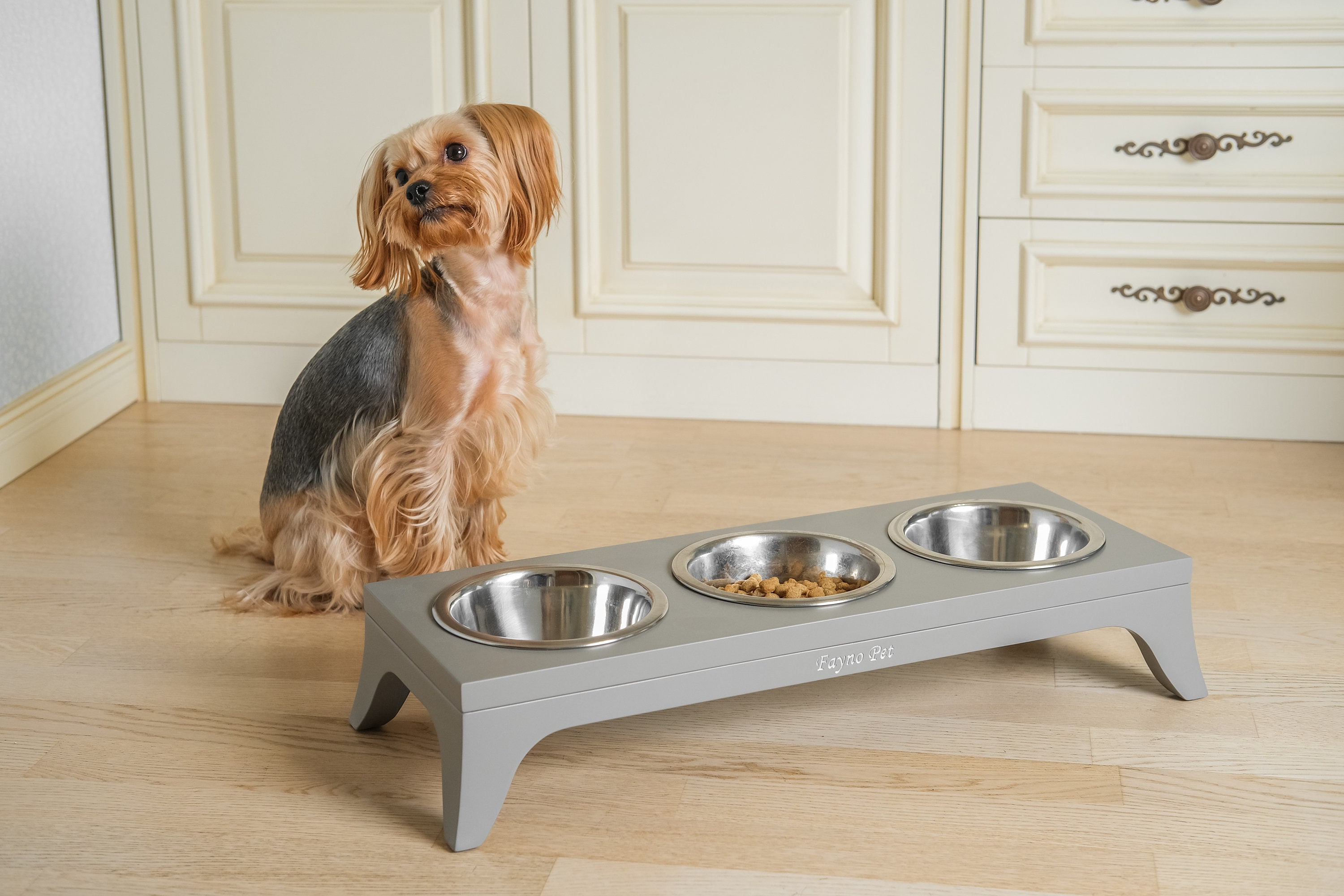 Elevated 3 Bowl Dog Feeder Raised Pet Bowl Stand Small Dog Etsy