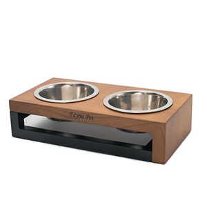 Elevated Two Bowls Feeder for Small Dogs and Cats, Cat Feeder with 2 bowls, Cat Food Stand, Raised Cat Bowls with Stand, Elevated Cat Feeder image 3