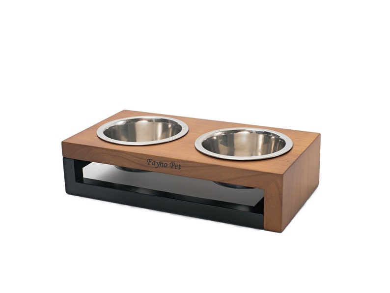 Elevated Two Bowls Feeder for Small Dogs and Cats, Cat Feeder with 2 bowls, Cat Food Stand, Raised Cat Bowls with Stand, Elevated Cat Feeder image 3