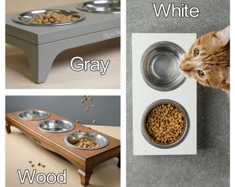 Elevated Triple Cat Feeder: Modern Raised 3-Bowl Stand