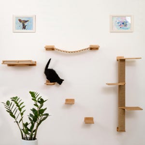SET of 6 ITEM for Cat, Cat Wall Furniture, Cat Shelves, Cat Wall Tree, Cat Wall Shelves, Cat Step, Cat Wall Bridge, Cat Scratching post