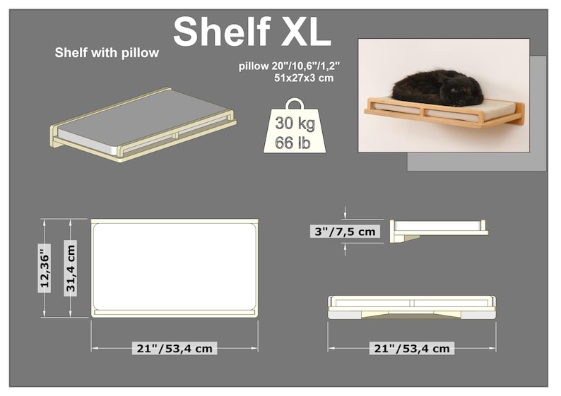 Cat Bed and Steps, Cat Shelves for wall, Сat platform, Cat Wall Shelf, Cat Wall Furniture, Cat Wall Bed, Cat Wall Steps, Cat Climbing Wall image 9