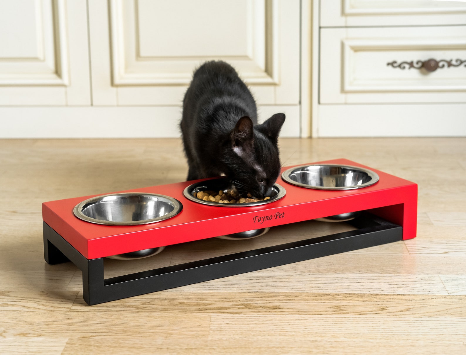 3 Bowl Cat Feeder Elevated Pet Bowl Feeder Cat 3 Bowls Etsy Ireland