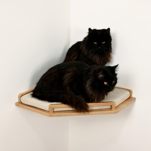Two Corner Cat Shelves with Cushions, Cat Corner Wall Bed, Cat Wall Furniture, Large Cat Bed, Corner Cat Perch, Cat Shelves, Cat Steps